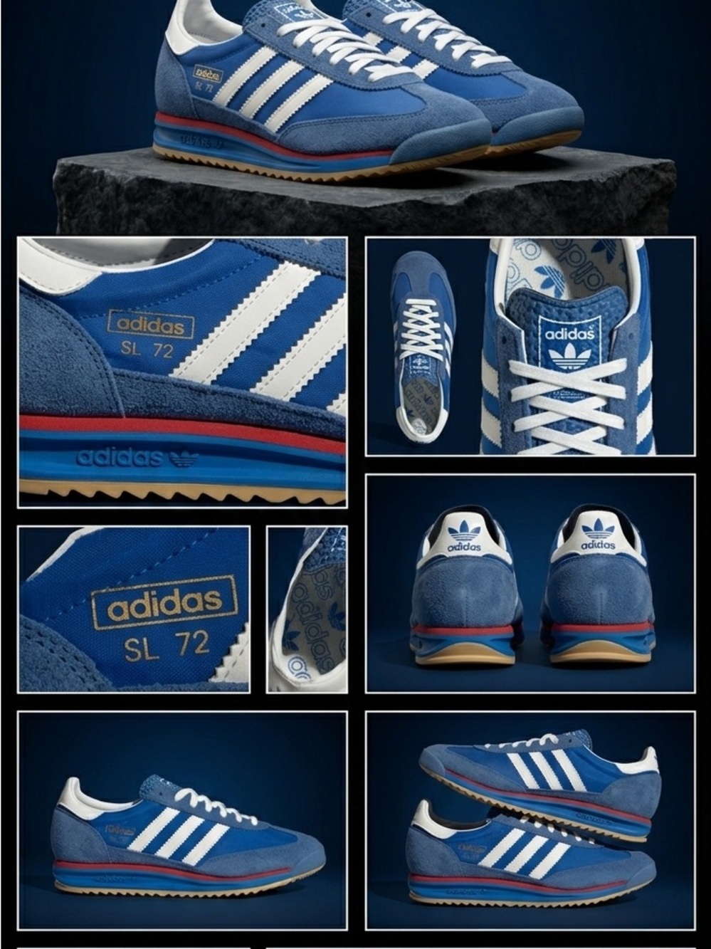 adidas Blue and White SL 72 Retro Runner